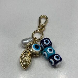 Baublebar Evil Eye Beaded Keychain or bag charm with Faux Pearl Charm